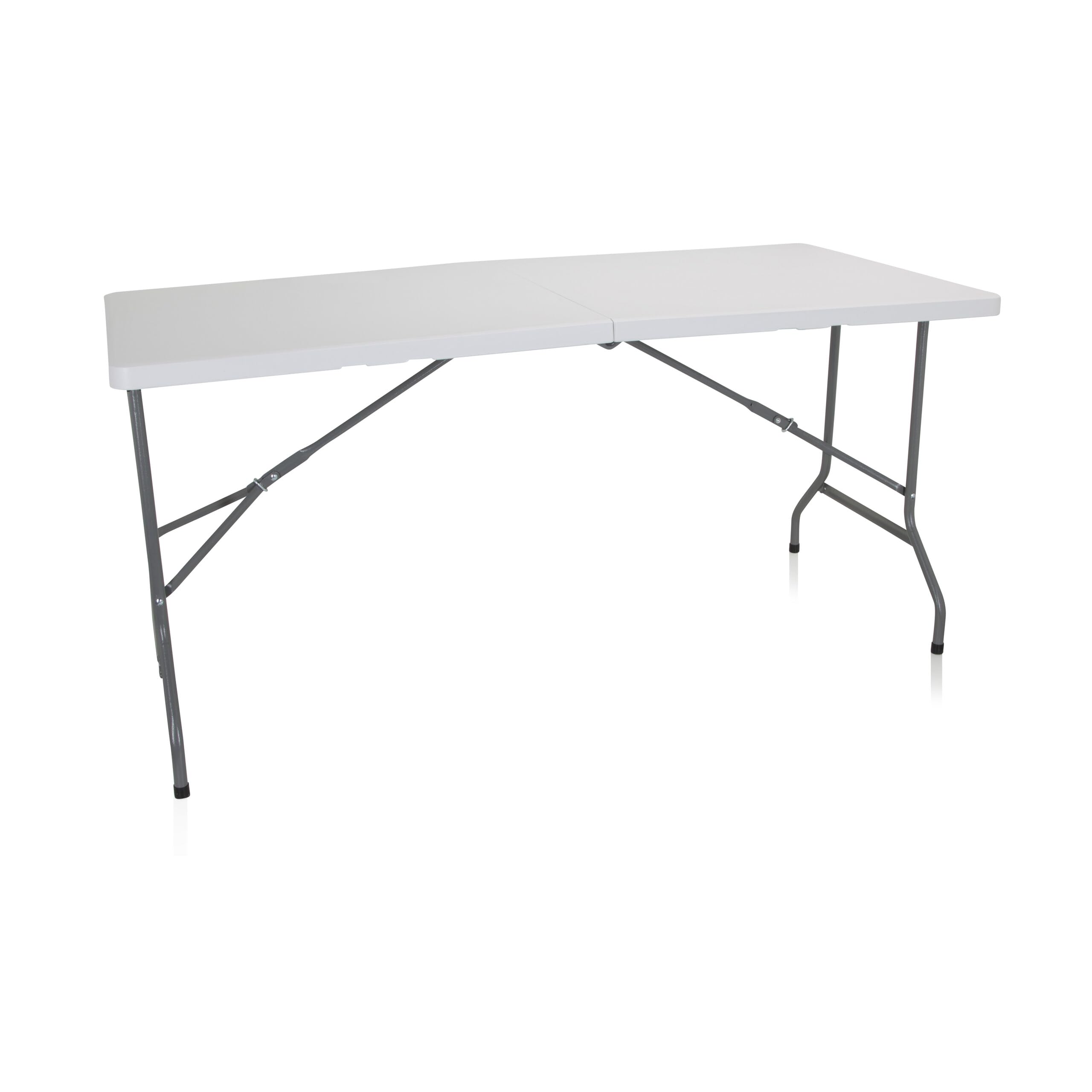 HJH Office Tavolo da campeggio pieghevole 152x70 cm Easy UP Multi II con maniglia di trasporto Tavolo pieghevole per 6 persone Bianco, 830053