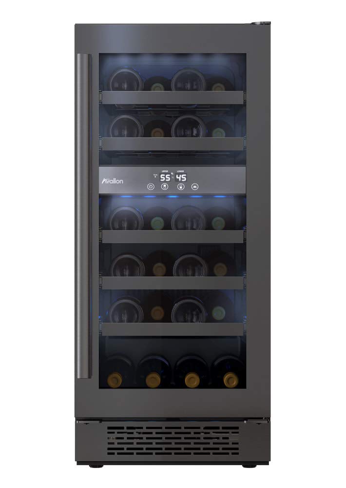 Avallon AWC151DBLSS 15 Inch Wide 23 Bottle Capacity Dual Zone Wine Cooler with Left Swing Door