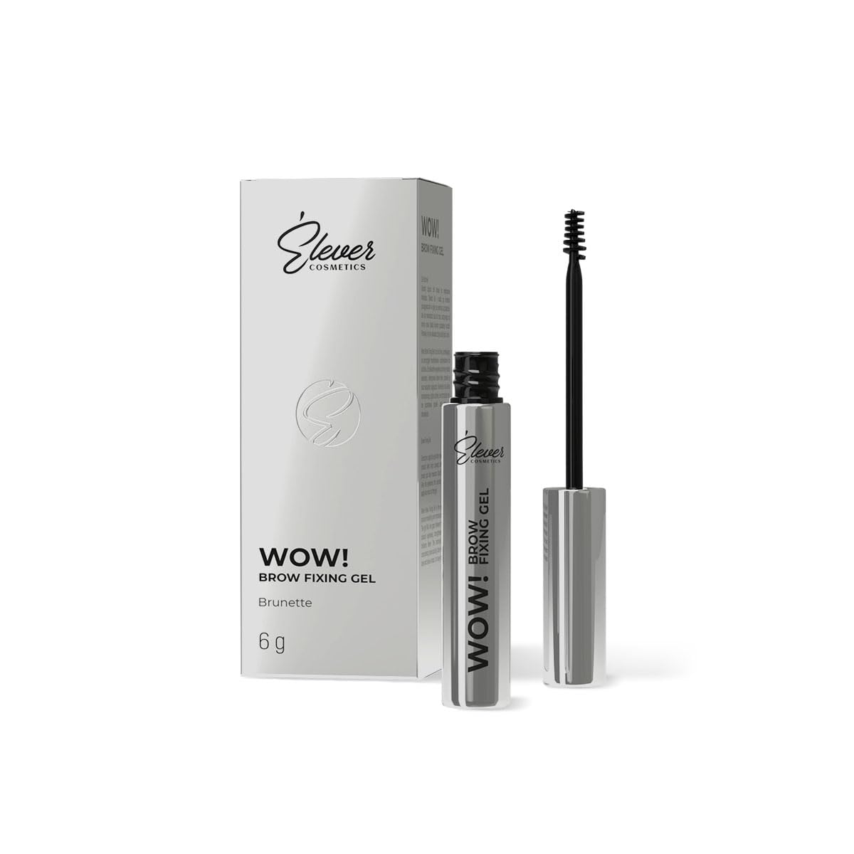 Elever Wow! Brow Fixing Gel Augenbrauengel Mit Bürste Augenbrauenfarbe für definierte Augenbrauen wie laminiert Eyebrow Styling mit Rizinusöl Perfekte Form Für Brünette Wasserfest Dunkelbraun 6 g