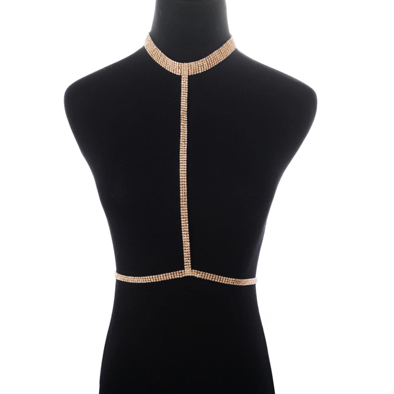 Körperketten, klarer Kristall-BH, sexy Bikini, Strand-Körperkette, Club, Modeschmuck für Frauen, Ketten-Accessoires, Strass-Halsband