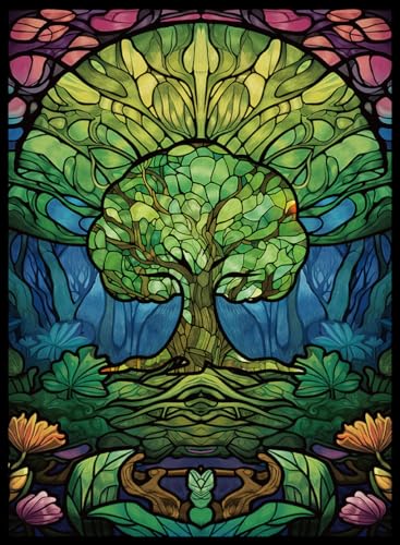 UAONO MTG Pochettes pour cartes 100ct – Forêt – Protection pour cartes d'art, devant transparent et dos texturé mat, pochettes pour Magic The Gathering,...