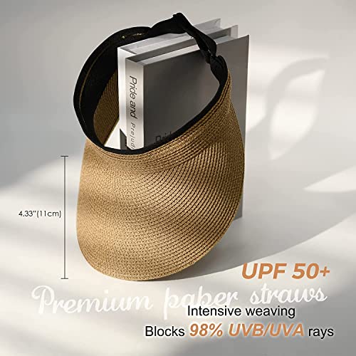 Furtalk Womens Sun Visor Hat Straw Sun Visors For Women Summer Packable Ponytail Beach Hats For Women Travel Upf 50+ thumb #1