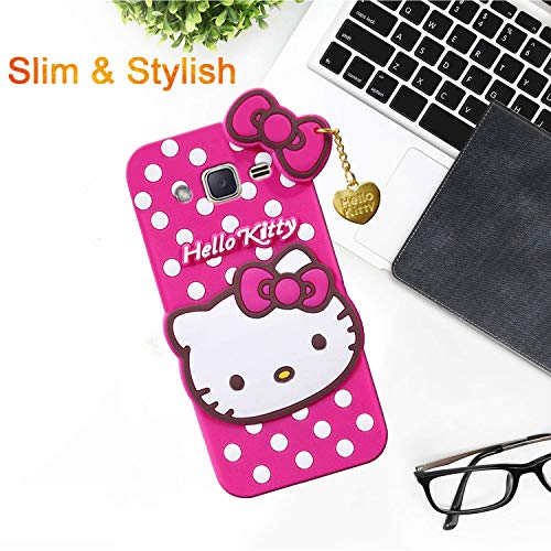Image of Unirock Hello Kitty Back Case Cover for Samsung Galaxy J7 Nxt| 3D Cute Hello Kitty Case |Soft Silicone Rubber Back Cover with Pendant Kitty Cover for Samsung Galaxy J7 Nxt (Pink)