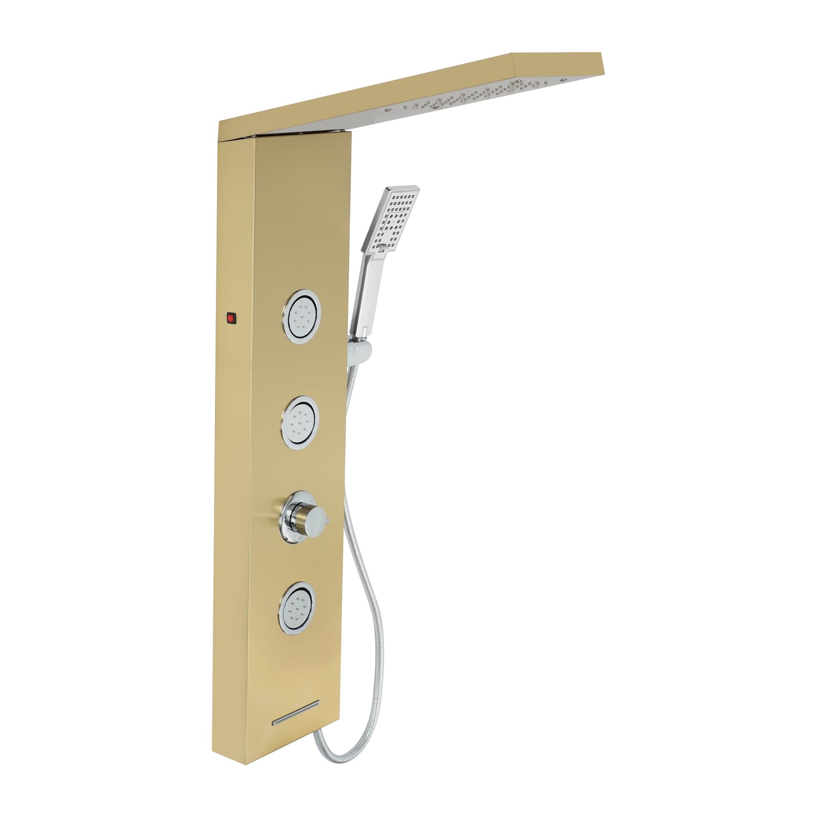 Panel de ducha, 50 x 16 x 89 cm, panel de ducha con grifo, columna de ducha para baño, iluminación LED para baños en casas, hoteles, casas de huéspedes, apartamentos (dorado)