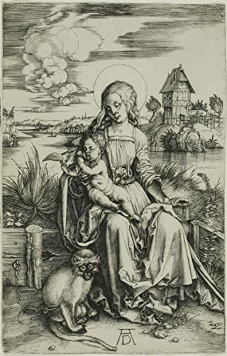 Affiche en Toile Dame au singe d'Albrecht Dürer Peinture Murale d'Art 60x90cm