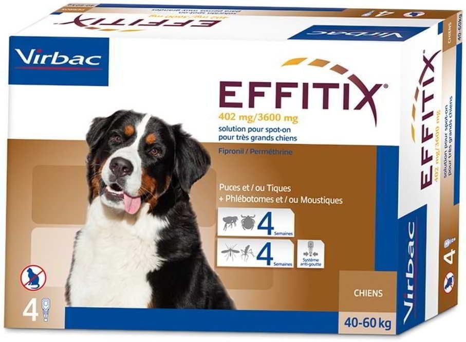 EFFITIX Cane EXTRALARGE (40–60 kg) / 4 pipette da 6,6 ml - 2 Confezioni - 8 Pipette Totali