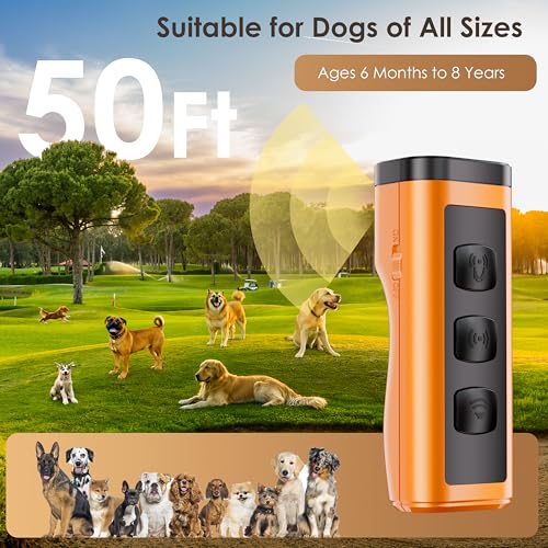 Image of VUL Dog Bark Deterrent Devices,Anti Barking Device for Dogs(Own Or Neighbour'S Dog), Long Range Ultrasonic 50ft, Alternative to Painful Dog Training Collars and Bark Collars,Dogs Training