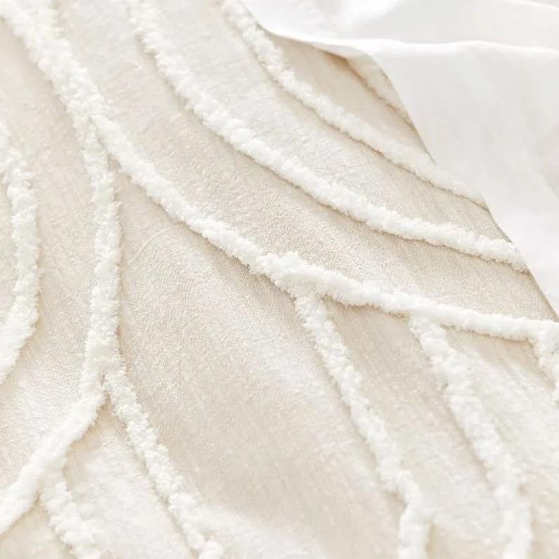 Gaytri Handicraft Luxury Tufted Duvet Cover Set, 3 Pieces White Duvet Cover, Modern Boho Design Twin Full Queen King Comforter Cover Set with 2 Pillowcase (Queen 90X90, Pattern 02) - Image 4