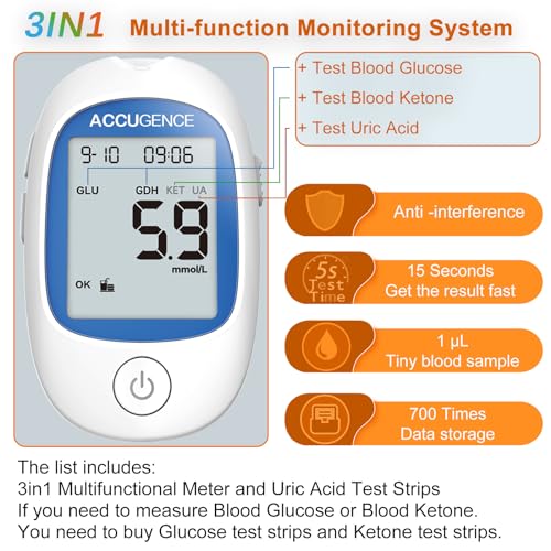 Blood Glucose Test Kit With 25 Uric Acid Strips