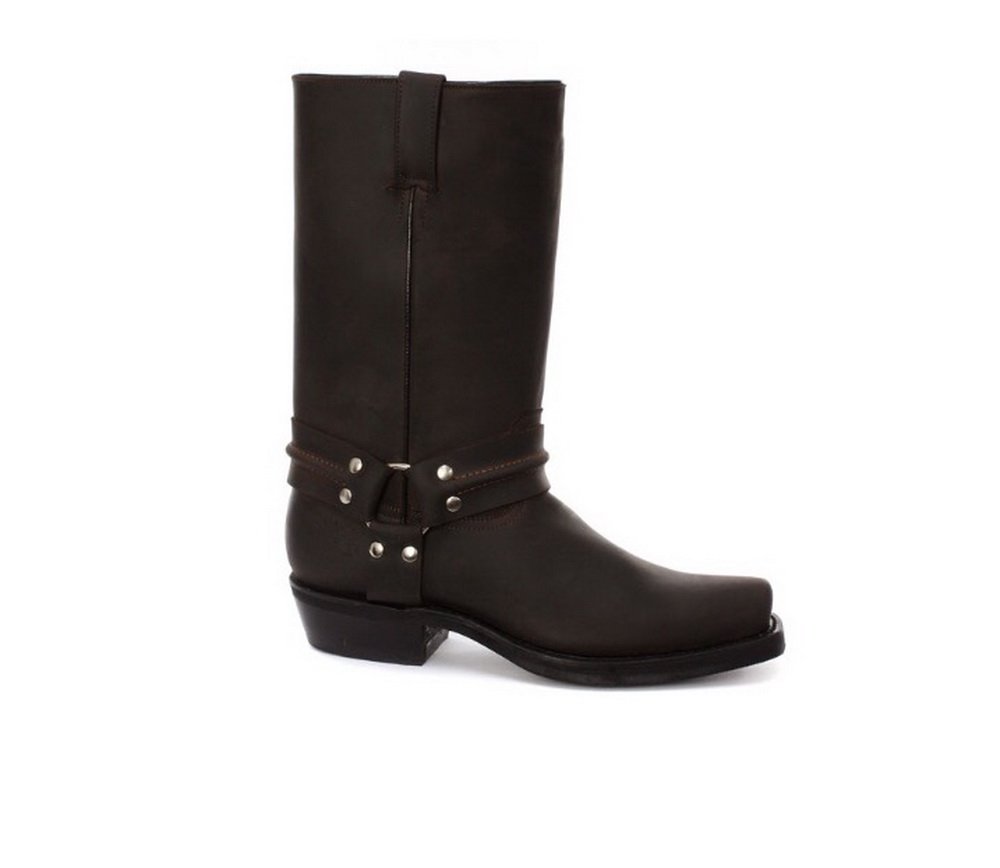 Grinders Renegade Hi Unisex Stivali di Pelle Nera da Cowboy Motociclisti Occidentali Stivali Alti