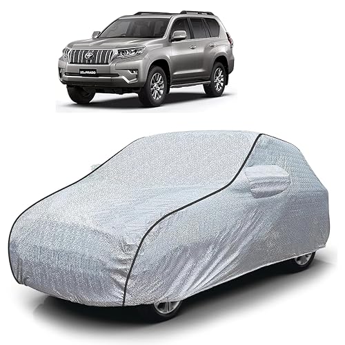 Image of Sulfar 100% Waterproof Car Body Cover Compatible with Mirror for Toyota Land Cruiser (Triple Stitched, Full Bottom Elastic, Magic Silver with Black Piping)