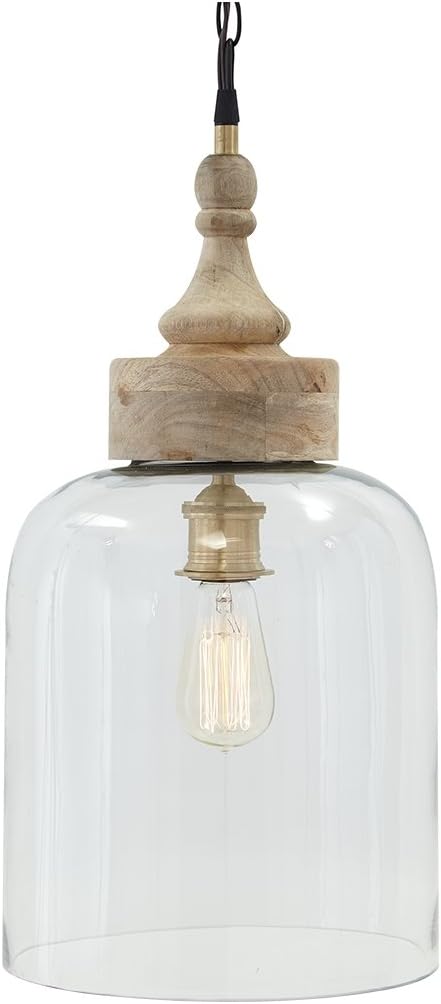Signature Design by Ashley L000148 Faiz Pendant Light-Bell-Shaped-Clear Glass Shade Dome