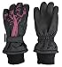 N'Ice Caps Girls Thinsulate Waterproof Glove with Flower Tattoo Print (10-12yrs, black/fuchsia)