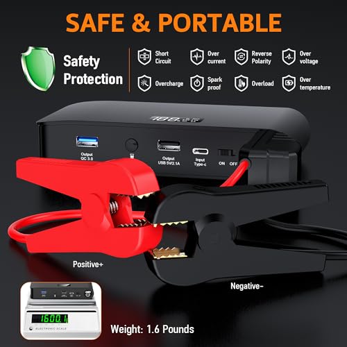 BOOKOO 4000A 12V Car Battery Jump Starter 16000mAh for Car Boat Lawnmower - image 5