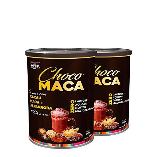 Achocolatado de Maca Peruana Chocomaca Color Andina Food,2 potes de 200g, Pré-Treino Energético Prot