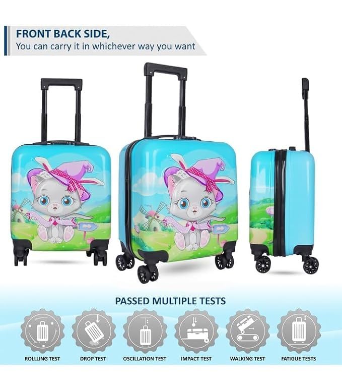 Image of Wise Guys Trolley Luggage Bag for Girls Kids Children Trolley Bag Lightweight Waterproof Suitcase Luggage Bag Compact 360 Wheel Cabin 18 Inch (Cutie Cat 5)