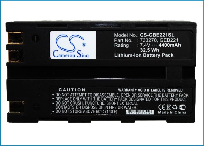Cameron Sino Batterie de rechange pour ATX1200, GRX1200, GS20, Piper 100, Piper 200, Piper 200 Lasers, RX1200, RX900, SR20, System 1200 GNSS receivers, Viva PN : GEB211, GEB212, GEB90 ZBA200. ZBA400