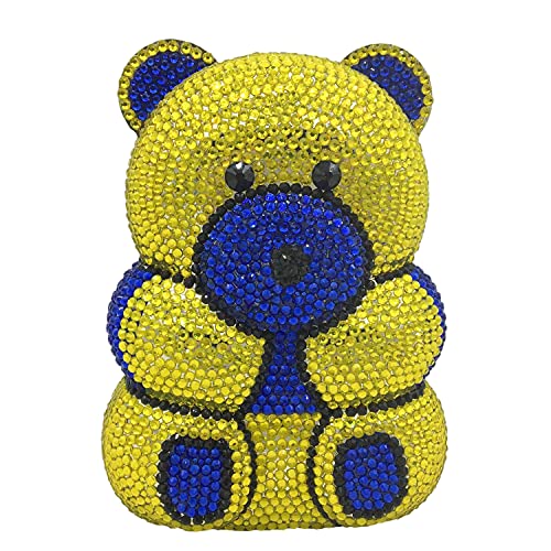Image of Boutique De FGG Bear Evening Bags and clutches for Women Formal Crystal Clutch Purse Party Animal Rhinestone Handbags,Mini
