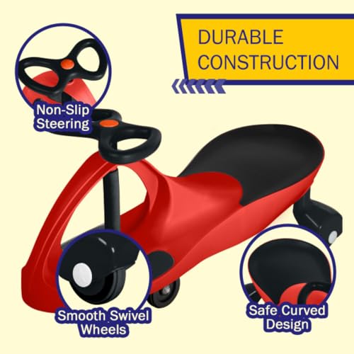 Image of Wiggle Car - Ride on Toy for Ages 3 and Up - Toddler Ride on Toys with no Batteries, Gears, or Pedals Just Twist, Wiggle, and Go by Lil' Rider (Red)