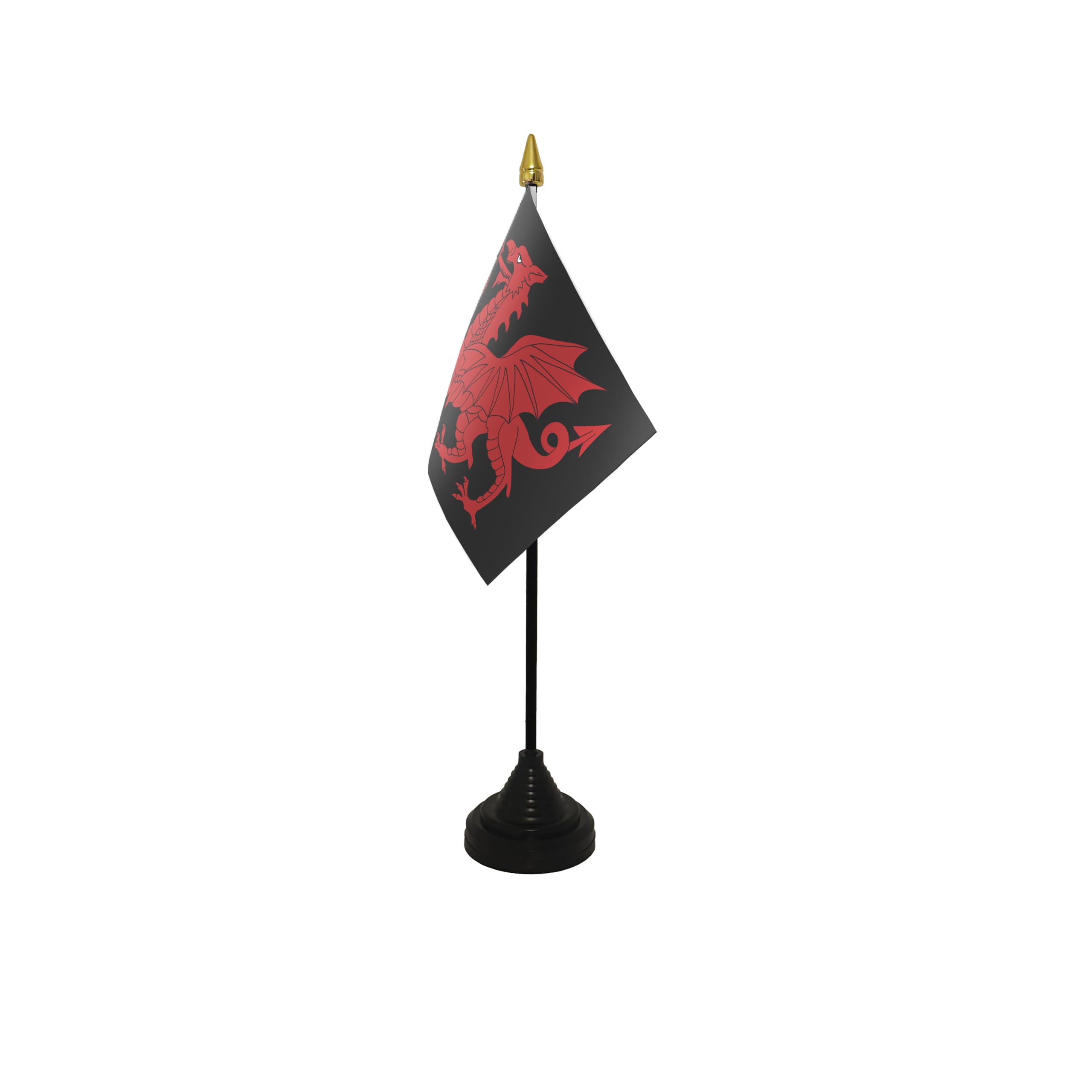 Flagtex Welsh Dragon Black Small Table Flag With Black Base