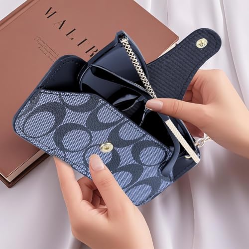 Image of Leather Sunglasses Pouch with Holster Clip, Portable Eyeglass Organizer Pouch Bags for Travel Hanging Backpack