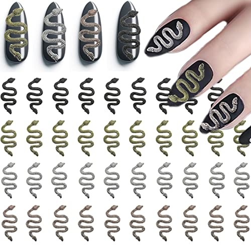 Snake Nail Charms, 40PCS 3D Snake Charms for Nails, Snake Wave Shape Metal Nail Charms for Acrylic Nails DIY Crafts Jewelry Making (2)