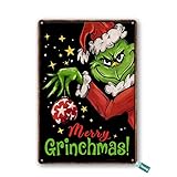 Photo Gallery teuoqi targa in latta vintage con motivo natalizio invernale con grinch, decorazione da parete per casa, pub, 20,3 x 30,5 cm Photo Gallery teuoqi targa in latta vintage con motivo natalizio invernale con grinch, decorazione da parete per casa, pub, 20,3 x 30,5 cm