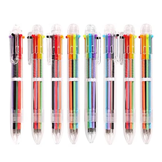 DAIKOYE 24 PCS 0.5mm 6-in-1 Multicolor Ballpoint Pen 6 Colors Transparent Barrel Ballpoint Pen for Office School Supplies Students Children Gift