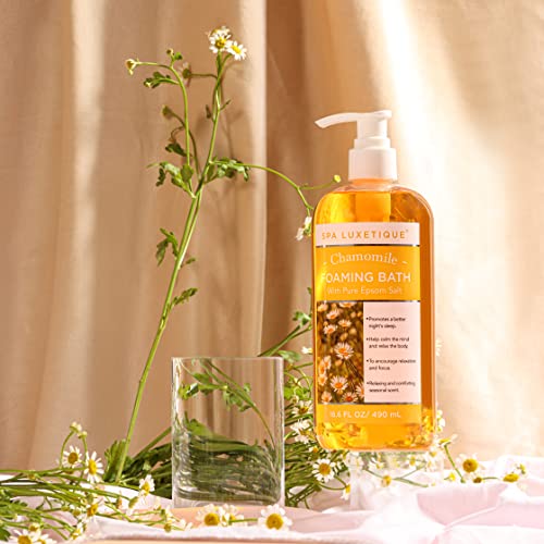 Bubble Bath, Spa Luxetique Foaming Bath For Women With Pure Epsom Salt, Bath Sets Rose And Chamomile Scent, Mother's Day Gifts, Moisturizing And Relaxing Spa Gifts For Mom, 33.2 Oz (2 Pack) #TOP3