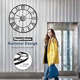 BLADO Large Black Wall Clock With Silent Movement - Elegant Roman Numerals for Living Room, Kitchen, Bedroom, Indoor and Outdoor - Vintage Style - Image 7