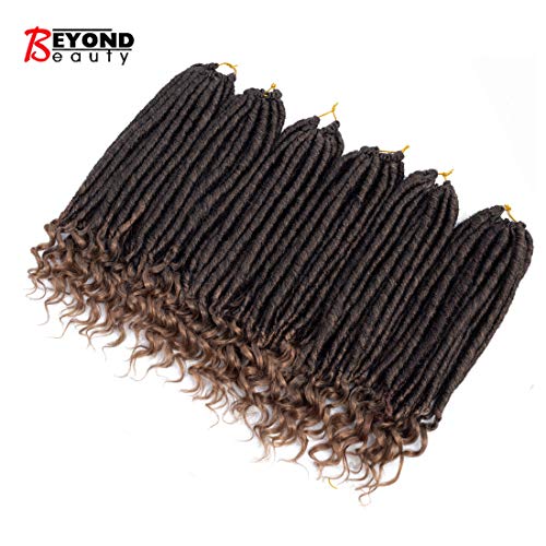 Straight Faux Locs With Curly Ends Goddess Locs Crochet Hair Soft Dreadlocks For Braids Faux Locs Crochet Braiding Hair Extensions 6packs(1B-27)