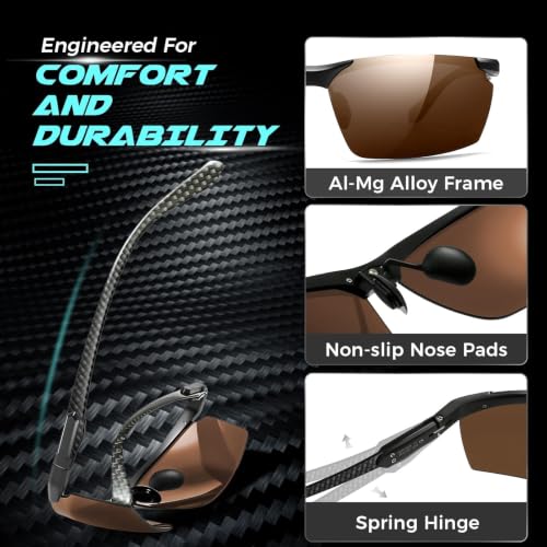 Image of SUNGAIT Carbon Fiber Sunglasses Men Sports Rimless Polarized Shades for Driving Fishing Running Gifts Eye Protection