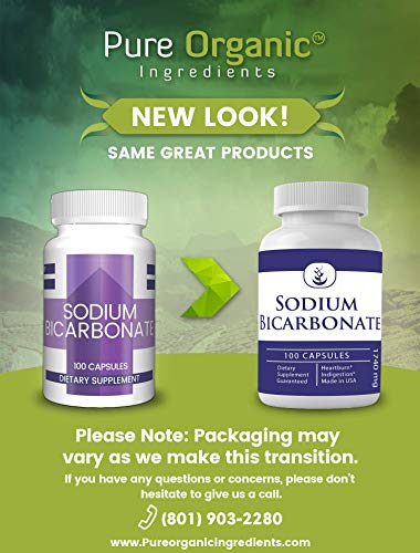 Sodium Bicarbonate Antacid (100 Capsules, 1740 mg), Natural Antacid for Acid Indigestion, Heartburn