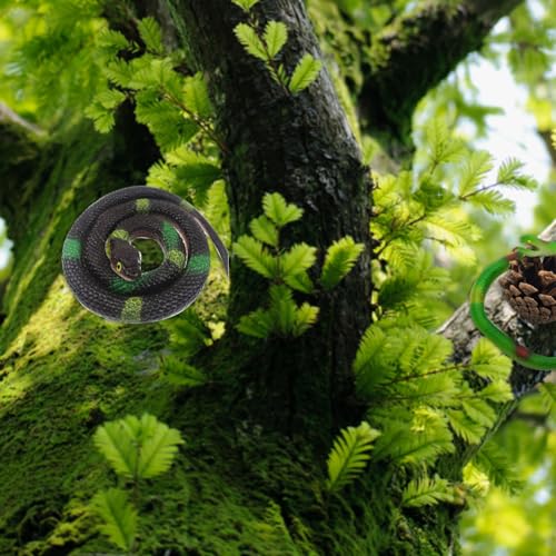 Rakiuty Gefälschte Schlangen Spielzeug,Fake Schlange Spielzeug Realistische,Gummischlange,Weiche Gummischlangenfigur,Realistische Schlangenspielzeuge,Garten-Requisiten Streiche Hallowee,2 Stück