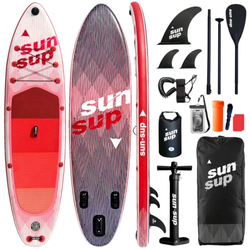 Image of Inflatable Stand Up Paddle Board Extra Wide SUP Board with Removable Fin with Premium SUP Paddle Board Accessories, Wide Stable Design, Non-Slip Comfort Deck for Youth & Adults