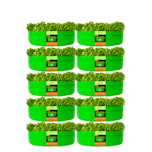 Image of Kingwell grow bags 18x9 inches pack of 10 Grow Bag For Terrace Garden Leafy Vegetable Plant Grow Bags Fruits Growing Containers For terrace Gardening