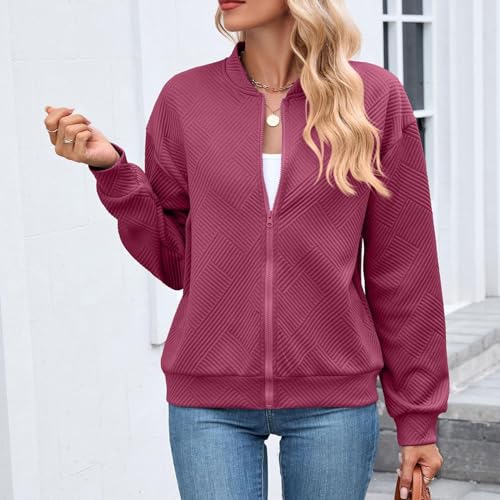Women's Lightweight Zipper Jacket Hoodless Sweatshirt Jacket with Zipper Solid Color Casual Coat Spring Fall Winter Outerwear2
