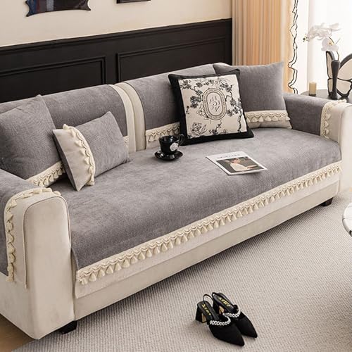 Funda de sofá de 3 plazas, protector de sofá esquinero, fundas lavables para perros, tela gruesa suave y transpirable, para todas las estaciones, manta gris sectal, 70 x 210 cm