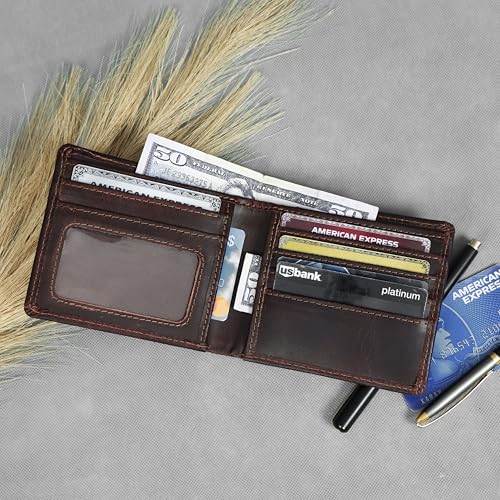 Men's Genuine Leather Bifold Wallet – Slim, Durable & Stylish Wallet with Coin Pocket, 7 Card Slots, 1 Cash Compartments – Ideal Gift for Men2