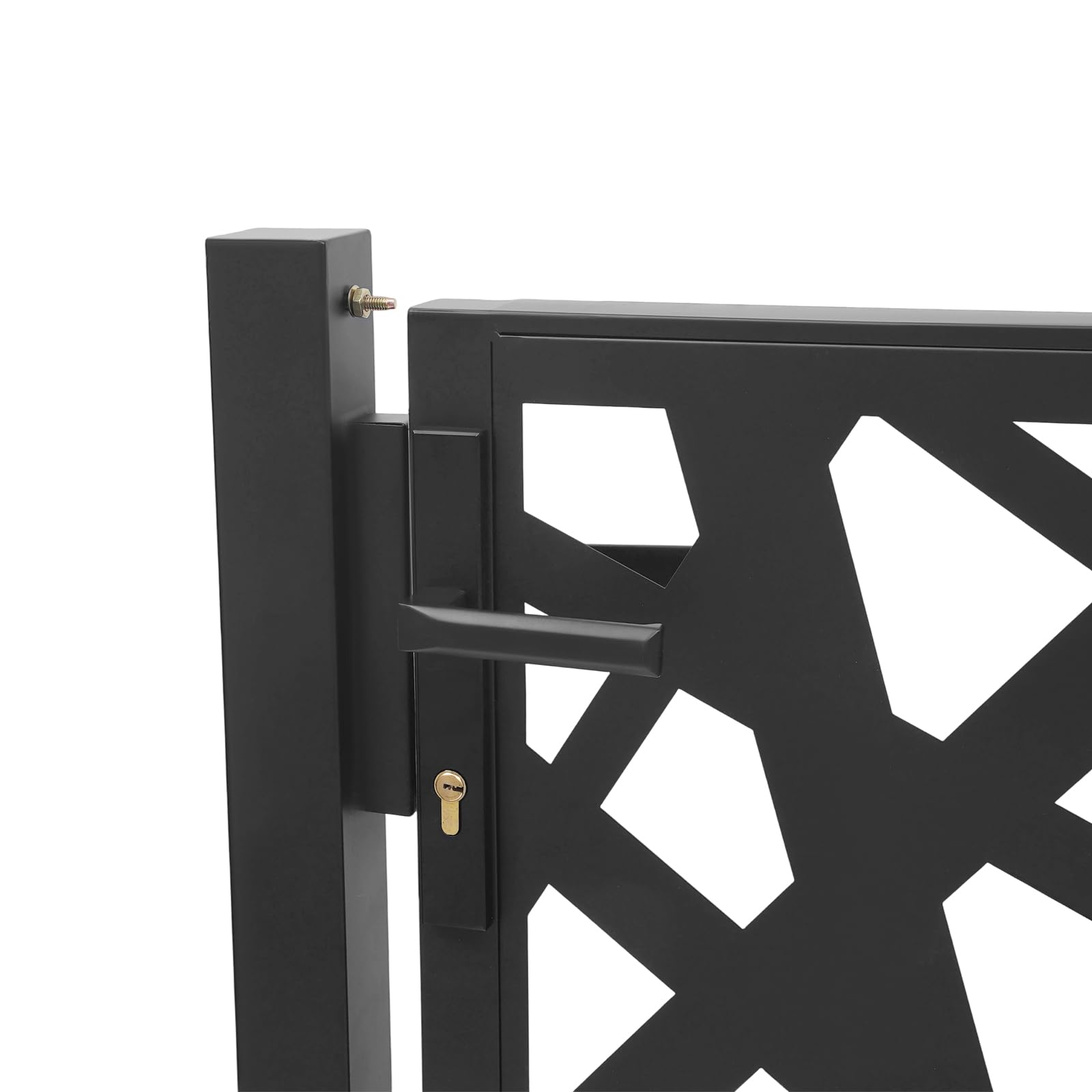 Cancello da giardino in metallo, 105 x 125 cm, con serratura, in acciaio, per giardino, terrazza, cancello da esterni, cancello in ferro, apertura e chiusura a 180° (nero)