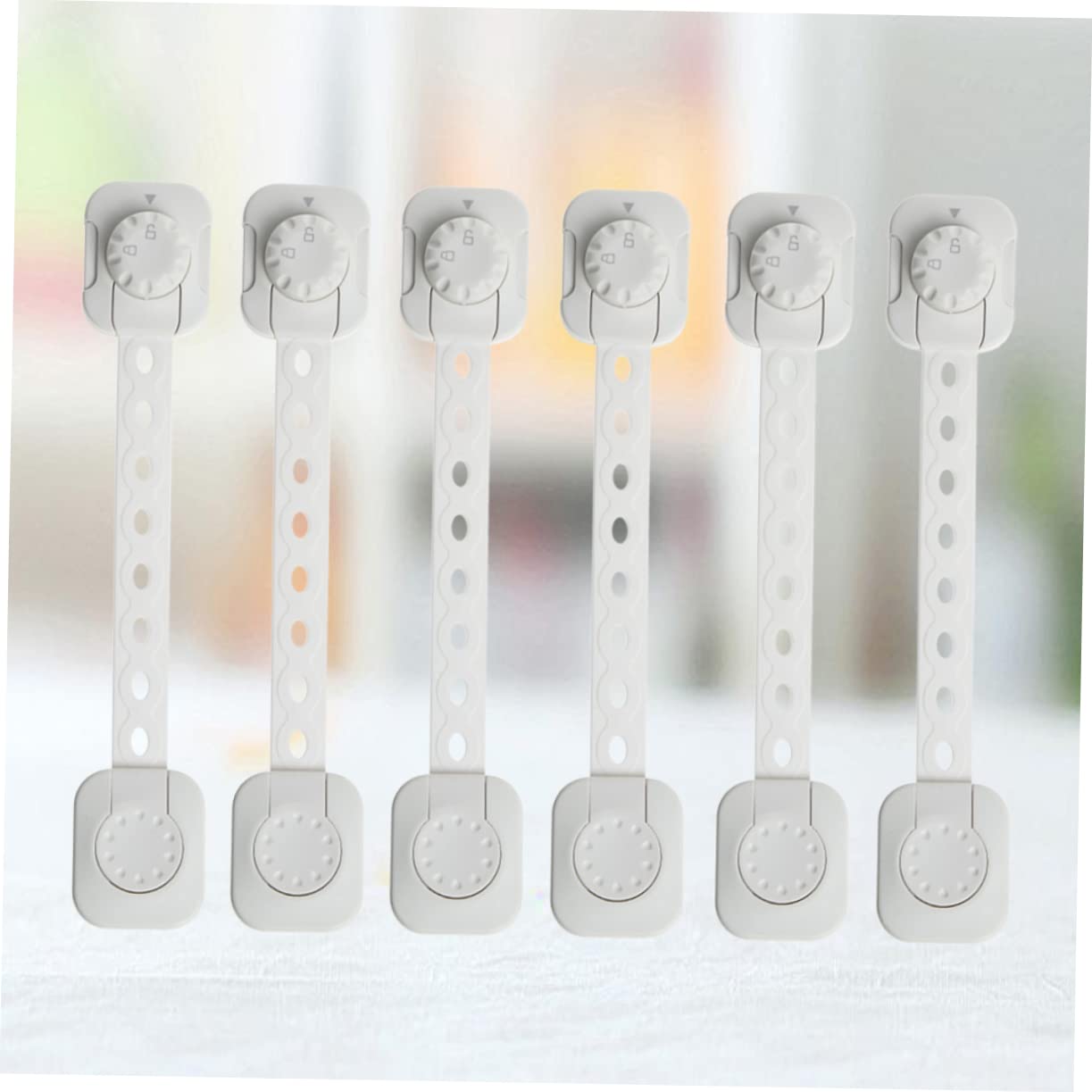 VICASKY 12pcs Pezzi Serratura di Sicurezza Regolabile Multiuso Sicurezza Bambini Per Armadi E Frigoriferi Bianco Morsetto Protezione Per Ragazzi Ragazze