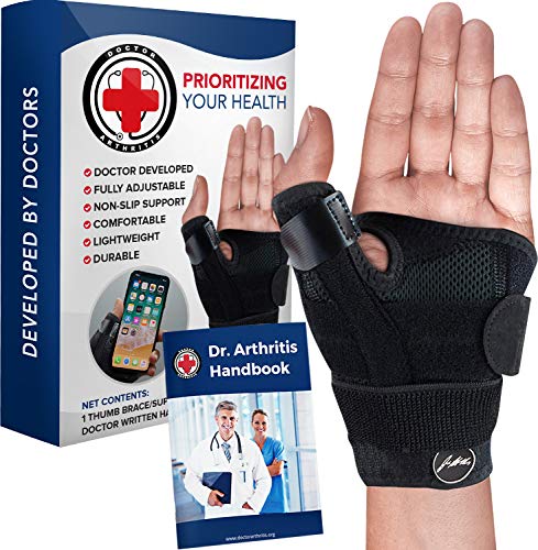 Doctor Developed Thumb Brace / Thumb splint / Thumb spica splint / Thumb Stabilizer for Men and Women -Registered Class I Medical Device & Doctor Written Handbook - For right and left hand, arthritis pain and support, tendonitis, cmc, de quervains (B
