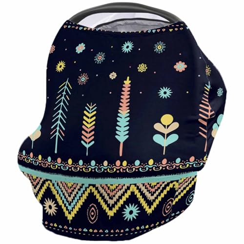 Nursing Cover for Breastfeeding Scarf, Colorful Geometric Tribe Style Baby Car Covers Super Soft Multi Use for Canopy Shopping Cart Cover Blanket Stroller Cover