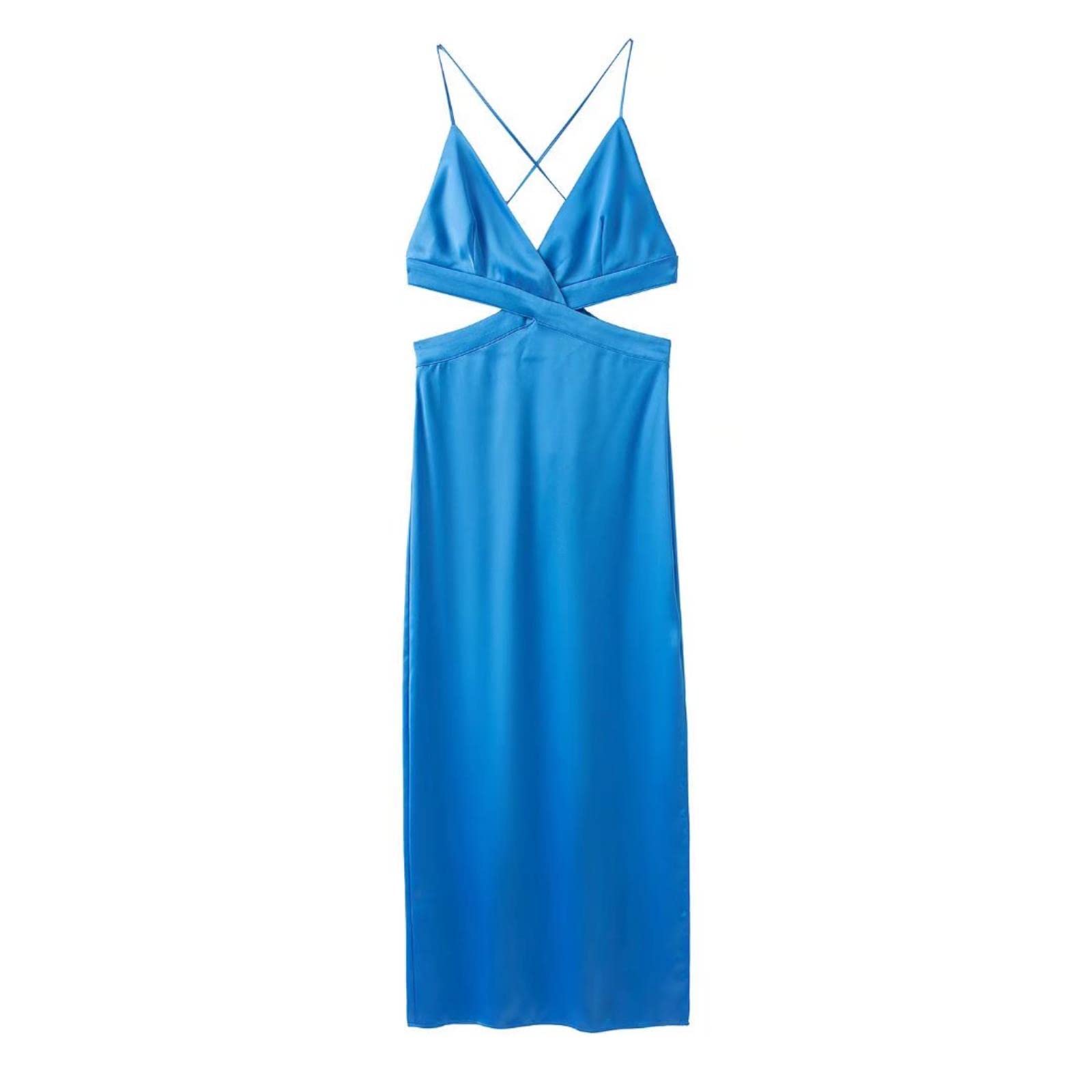 Vestido de moda para mujer, vestido de cuello en V, abertura de verano, vestido midi para mujer, elegante, sexy, para fiesta, camisola