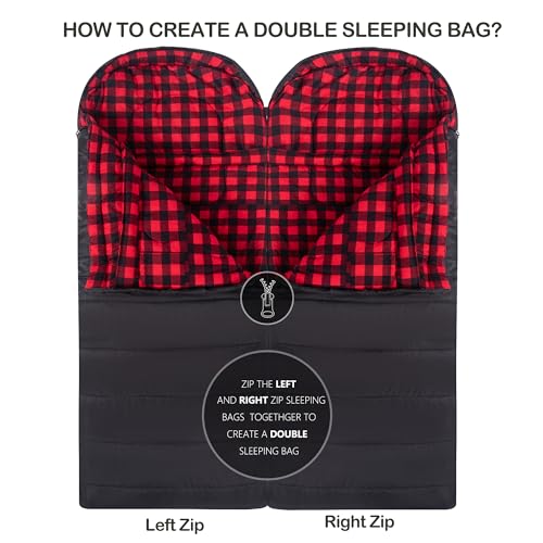 Cold Weather Sleeping Bag 100% Cotton Flannel XXL for Adults Big and Tall,Free Compression Sack - Image 6