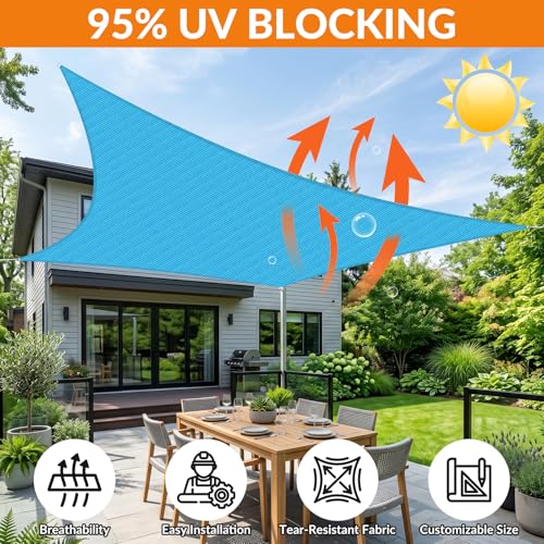 Image of KANAGAWA 25'X32' Turquoise Mix Custom Size Sun Shade Sail Square UV Block Canopy Cover for Patio Backyard Lawn Garden Outdoor (Customized Available)