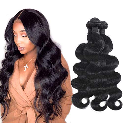 10A Grade Brazilian Virgin Hair Body Wave Bundles Natural Black for Women 100% Unprocessed Virgin Brazilian Body Wavy Human Hair Weave 3 Bundles 10 12 14 Inch Brazilian Body Wave Human Hair Extensions