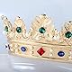 Barock Königskrone Herren Metall Prinz Haarkrone Vollkreis Haarschmuck für Cosplay Abschlussball (Gold mit Grünem Stein)