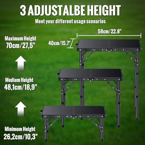 Table de camping pliable GARLLEN réglable pour résoudre le manque d'espace