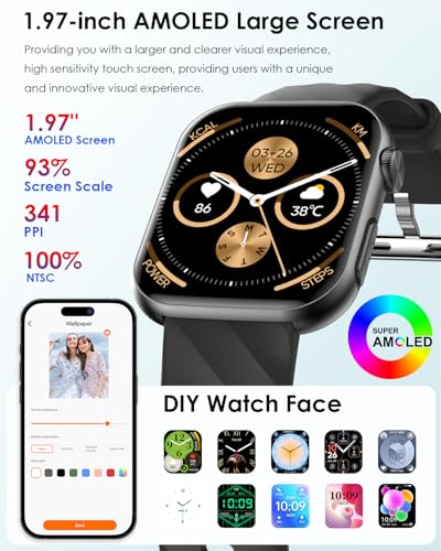 2025 Smartwatch EKG+HRV/ΒΙυtzυcker/BMI/Harnsäure/Herren Damen, 1.97'' AMOLED Gesundheitsuhr mit Telefonfunktion, SOS-Notruf, 24H Herzfrequenz/SPO2/Blutdruck Schlafmonitor Fitnessuhr für Android iOS – Bild 6